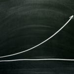 exponential growth chart on blackboard