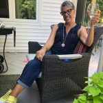 nan with glass of wine