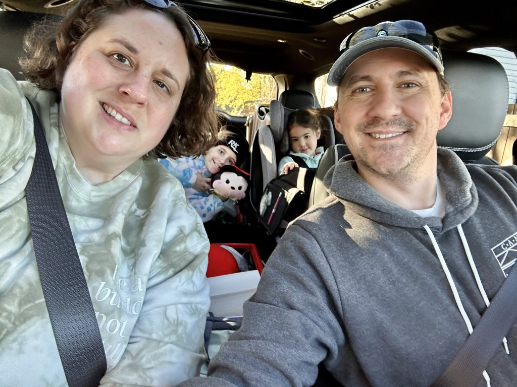 Family selfie during a Disney road trip